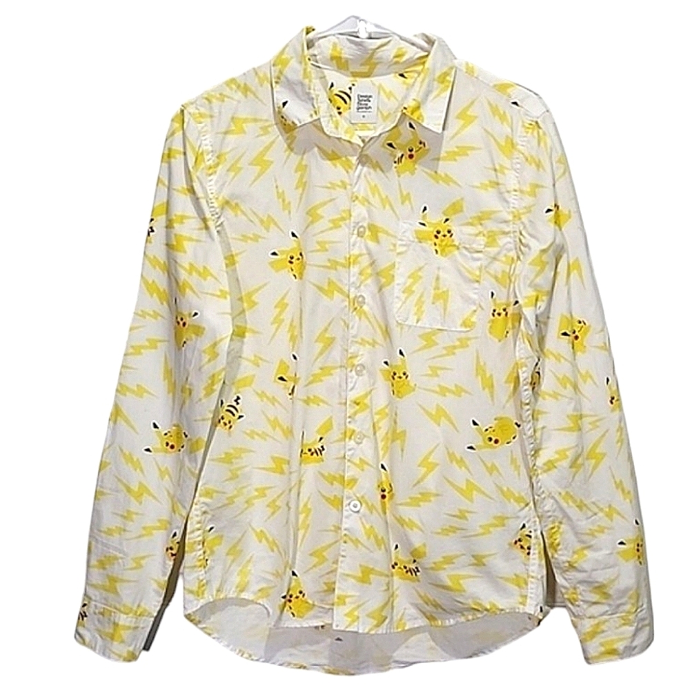 Graniph Pokemon Pikachu pattern long sleeve button down top size S